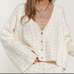 Women's Cream Button-Up Sweater